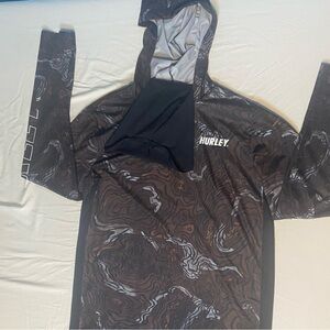 Hurley Black and Brown Patterned Hoodie